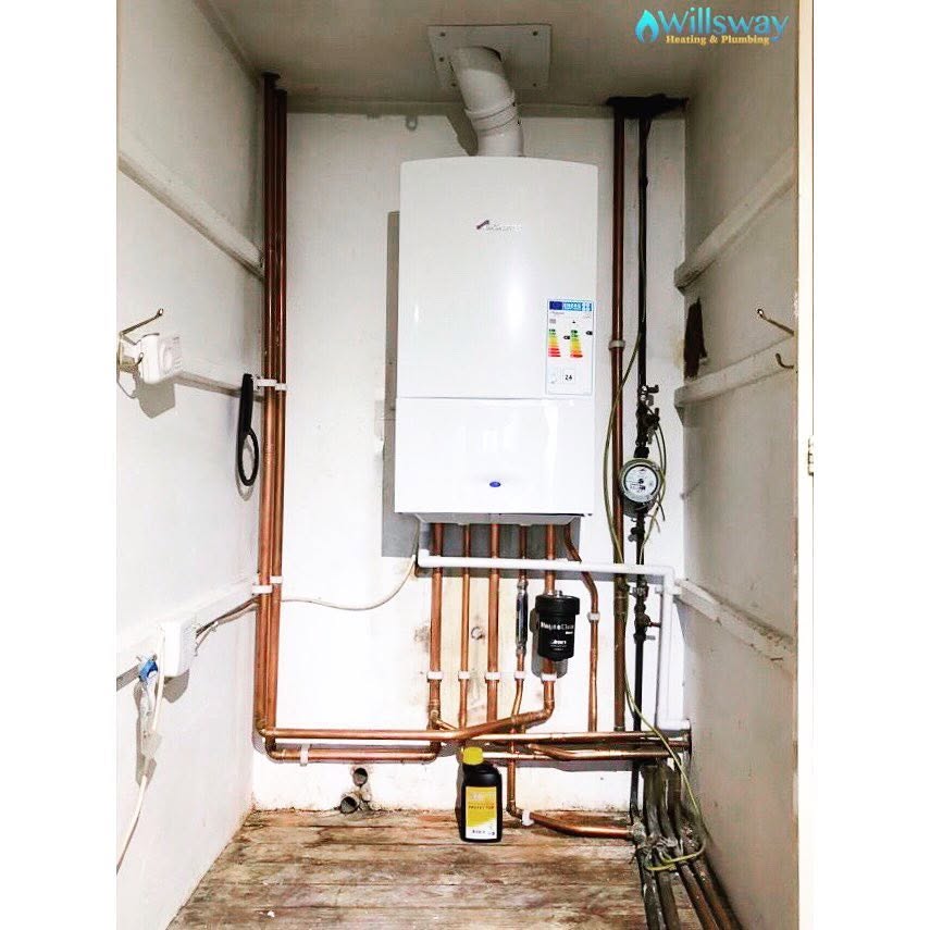 Worcester Bosch boiler serviced with MagnaClean filter and efficiency label checked